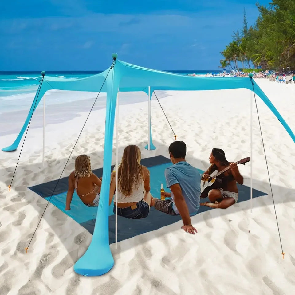 Home Beach Awning Outdoor Camping Sun Shade UV Protection Portable Windproof Beach Canopy with Storage Bag Camping Accessories